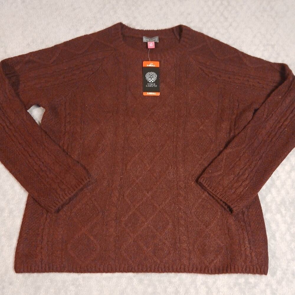 Vince Camuto Cable Knit Sweater NWT Maroon Size XS